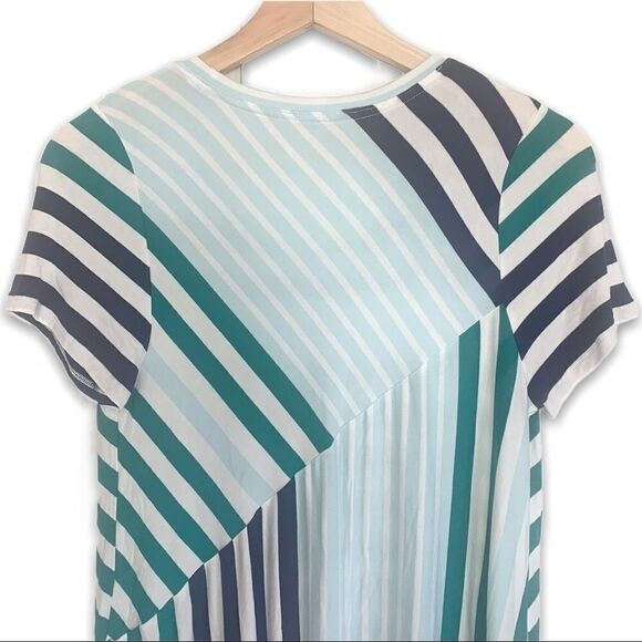 Little Yellow Button Striped Asymmetrical T-Shirt - Picture 5 of 6